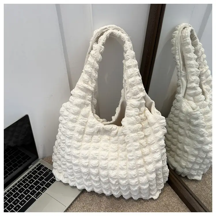 Pleated Bubble Bag Yellow Large Capacity — feature 11