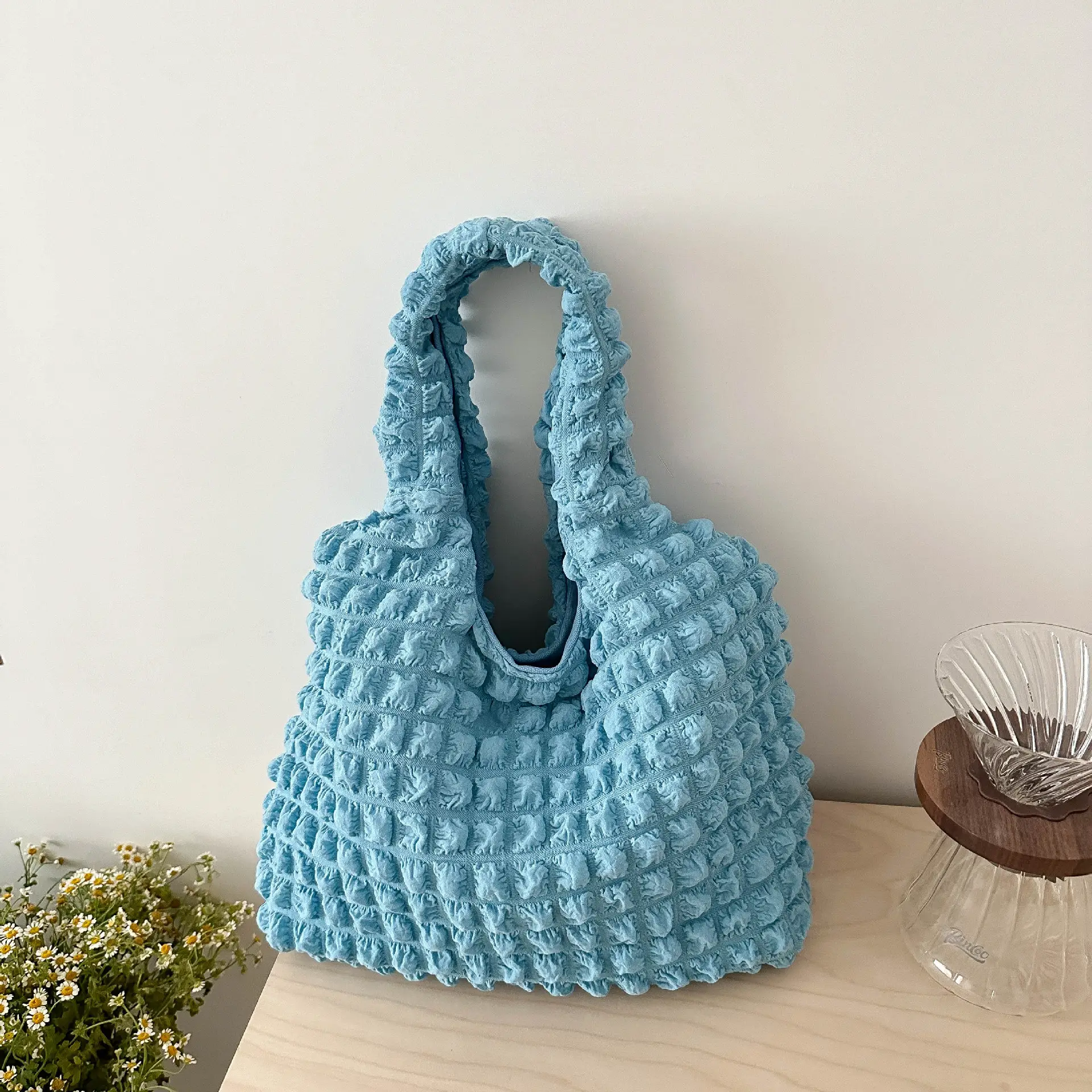 Pleated Bubble Bag Yellow Large Capacity — feature 12