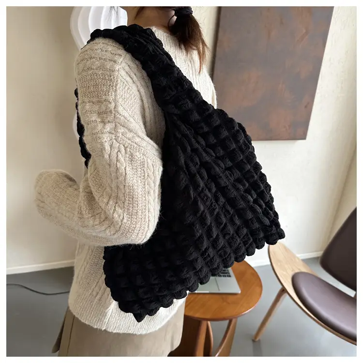 Pleated Bubble Bag Yellow Large Capacity — feature 14