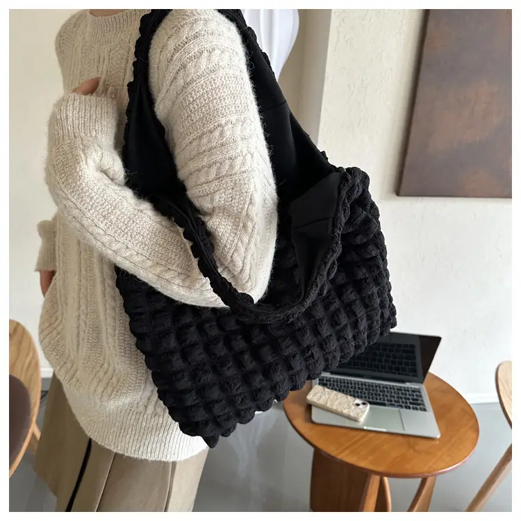 Pleated Bubble Bag Yellow Large Capacity — feature 15