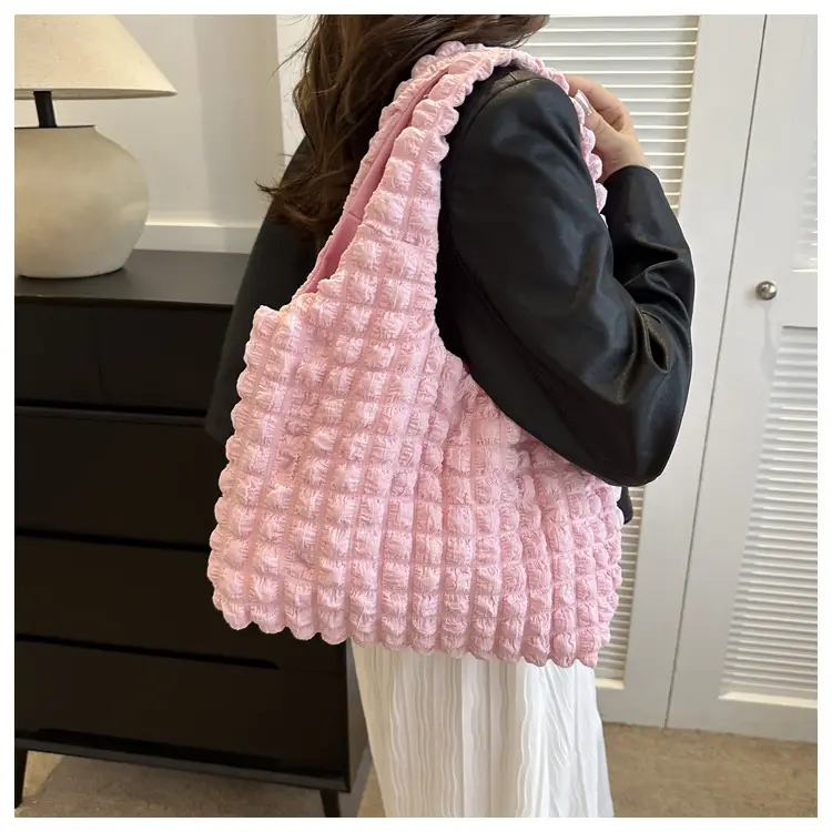 Pleated Bubble Bag Yellow Large Capacity — feature 20
