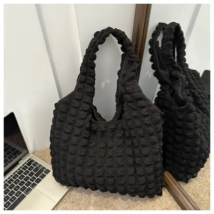 Pleated Bubble Bag Yellow Large Capacity — feature 8