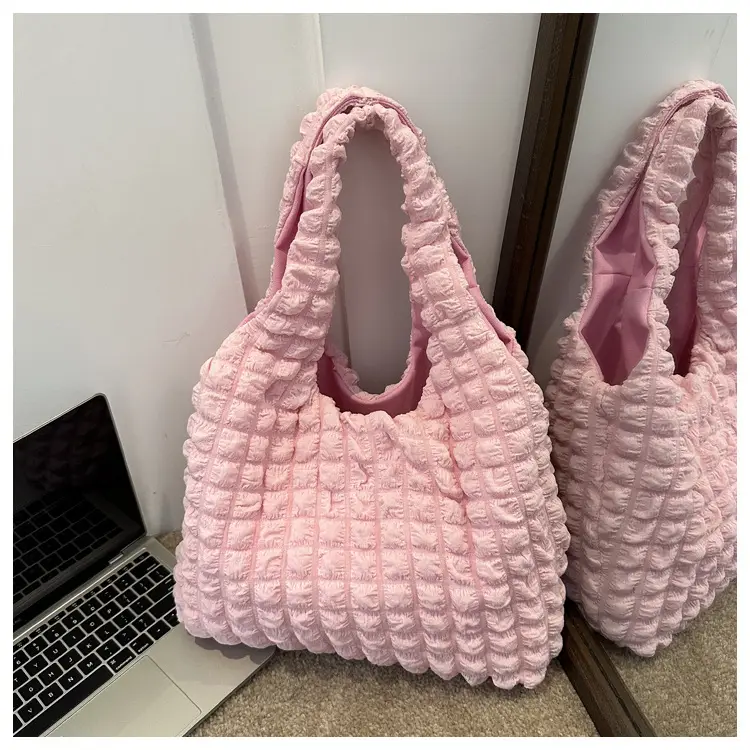 Pleated Bubble Bag Yellow Large Capacity — feature 9