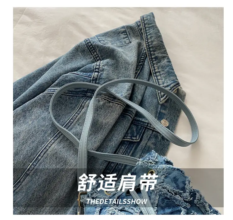 Lingge Blue Drawstring Tassel Shoulder Bag Women — feature 3