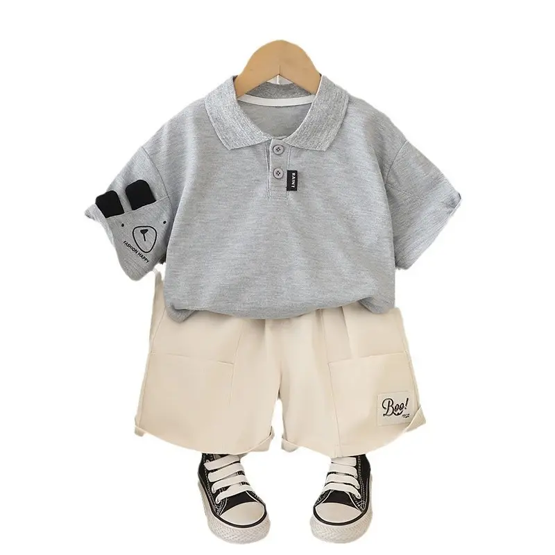 2025 Boys Summer Polo Shirt Suit Yellow Black - Image 5