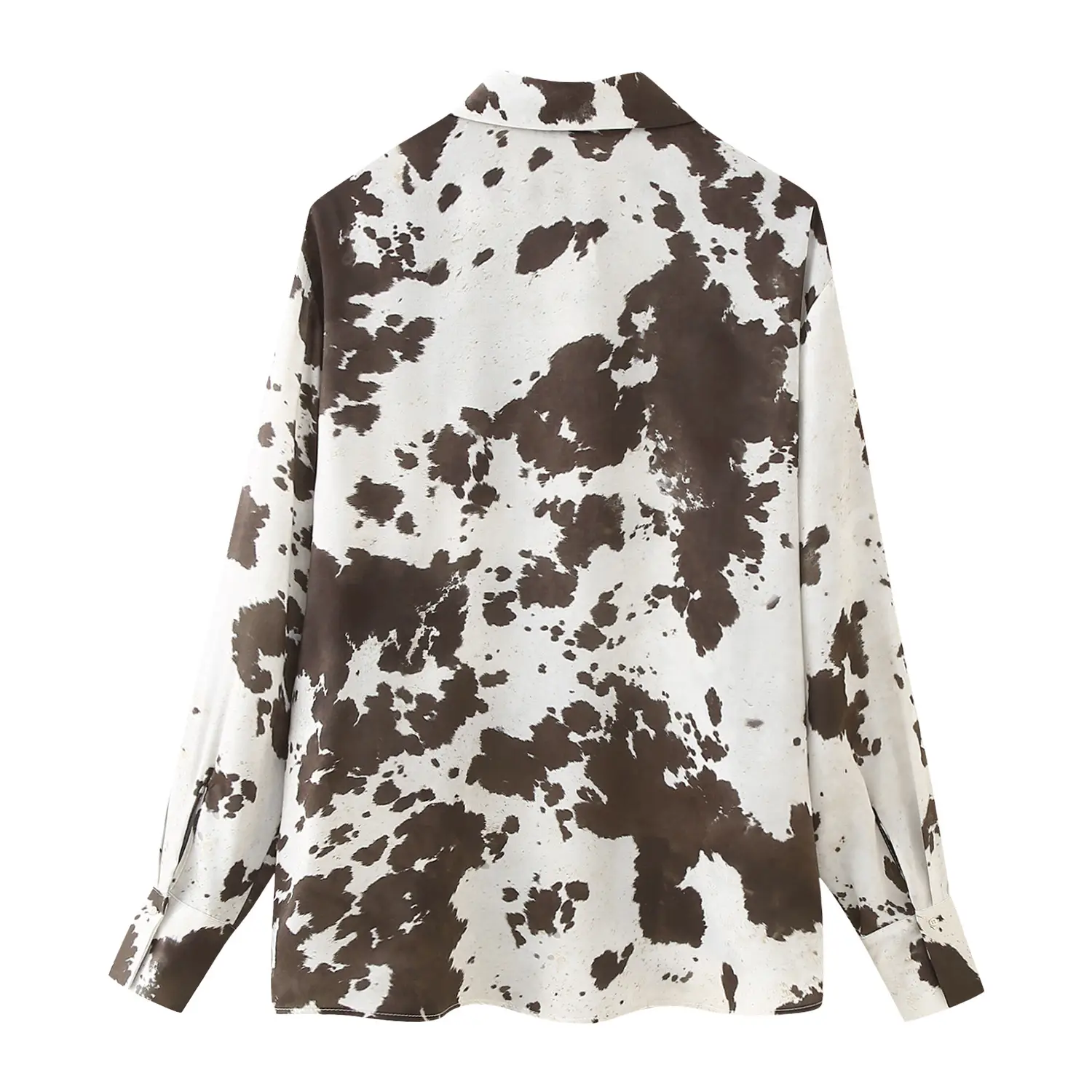 Women Printed Cowhide Lapel Shirt with Belt Midi Suit — feature 4