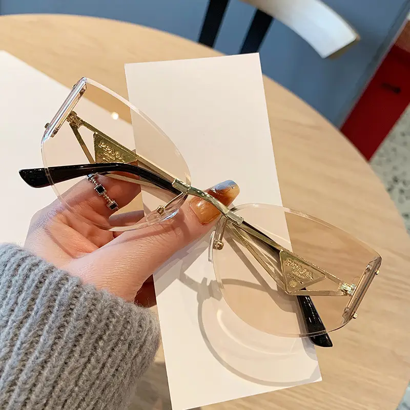 Women's High-End Cat-Eye Sunglasses with Hollow Leg Design - Image 3