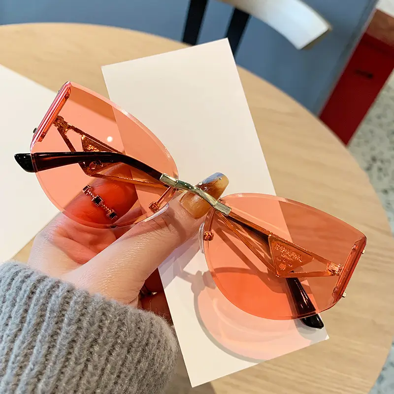 Women's High-End Cat-Eye Sunglasses with Hollow Leg Design - Image 2