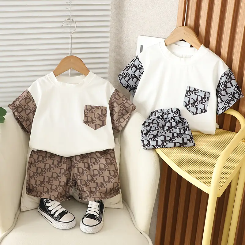Baby Printed Letter Suit White Black Shorts - Image 4