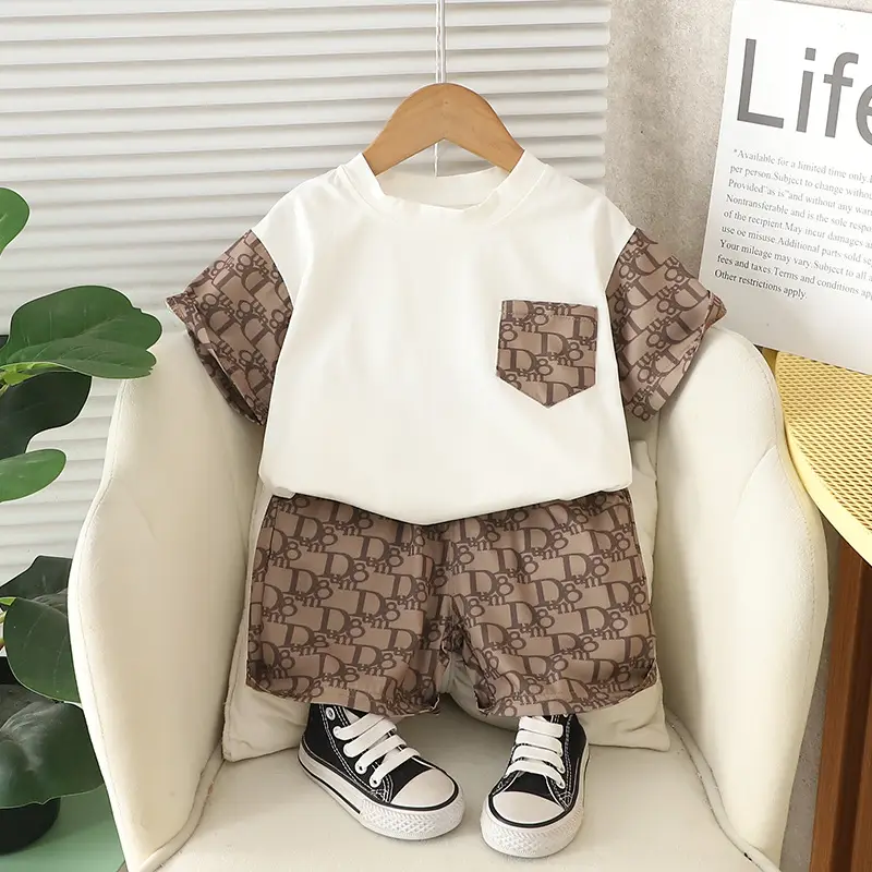 Baby Printed Letter Suit White Black Shorts - Image 5