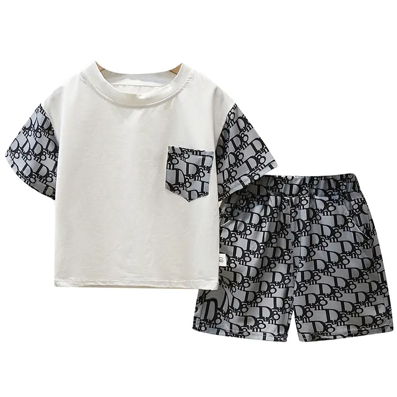 Baby Printed Letter Suit White Black Shorts - Image 7