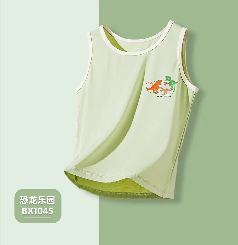 Boys' White Bamboo Fiber Sleeveless Vest Summer — feature 14
