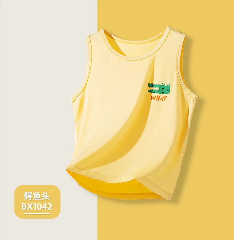 Boys' White Bamboo Fiber Sleeveless Vest Summer — feature 16