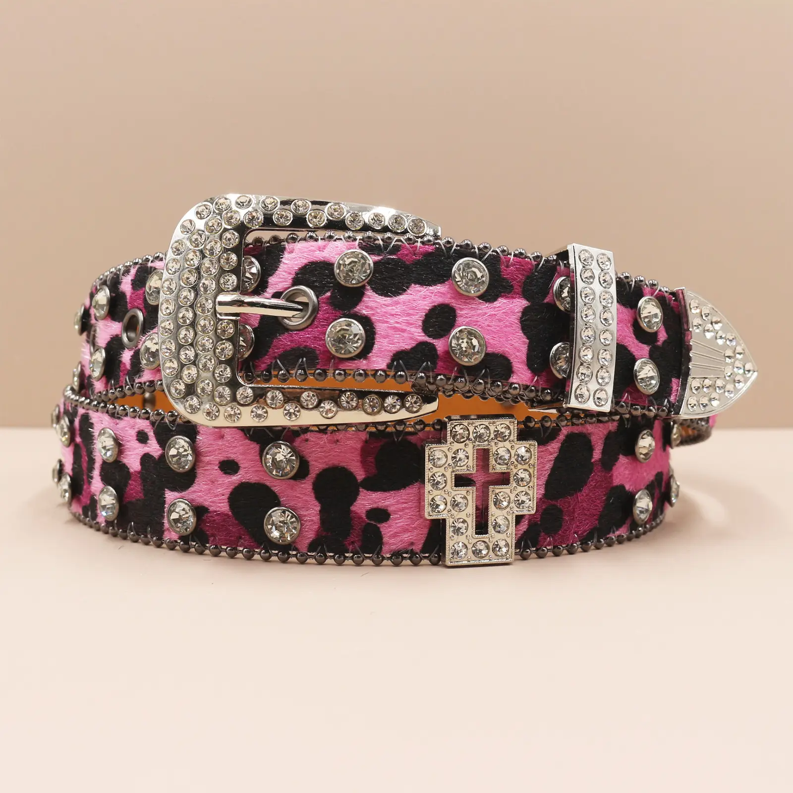 Leopard Print Cross Belt for Men High End Sparkle - Image 3