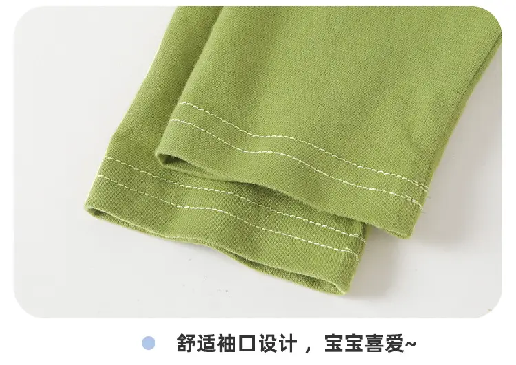 Kaka Panda Boys Fake Two-Piece T-Shirt Green Pattern — feature 13