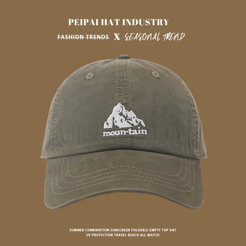 Men's Vintage Hill Embroidered Baseball Cap Green — feature 7