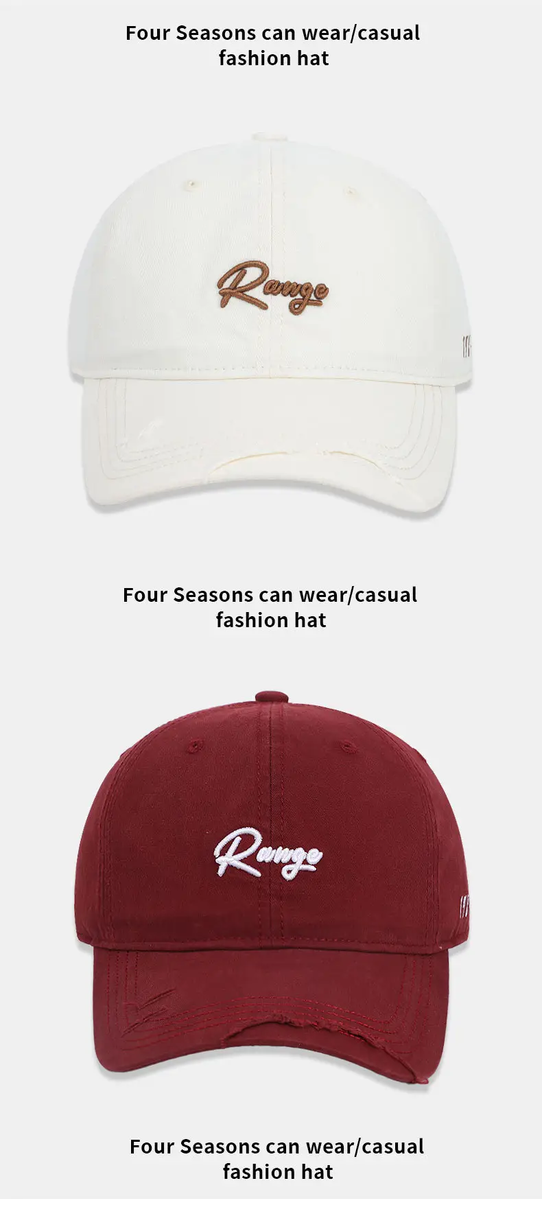 White Beige "Renge" Letter Embroidered Baseball Cap — feature 14