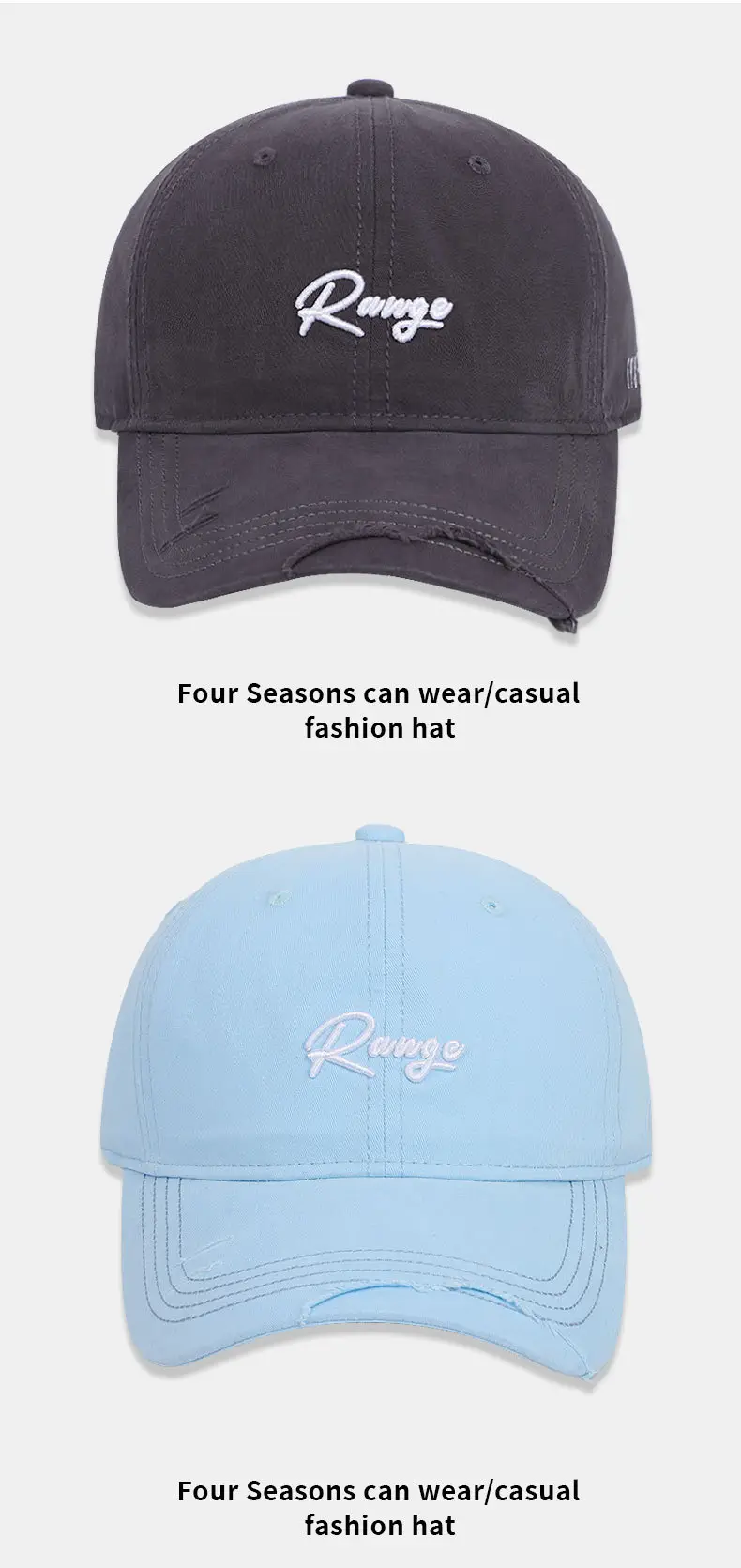 White Beige "Renge" Letter Embroidered Baseball Cap — feature 15