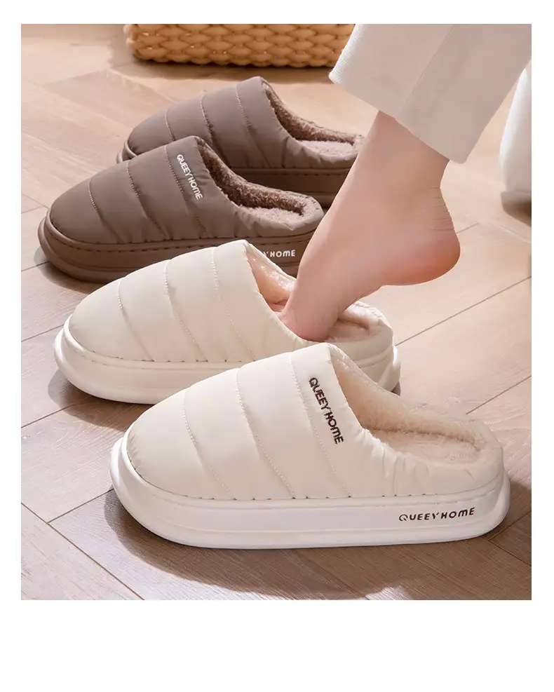 2026 New Cotton Slippers for Men, Winter down Fabric Waterproof Thick-Soled Non-Slip Indoor Home Cotton Slippers for Women — feature 13