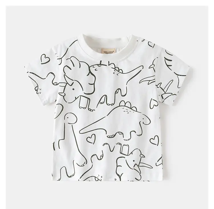 Boys Cotton T-Shirt Navy Blue Full Print Summer — feature 10