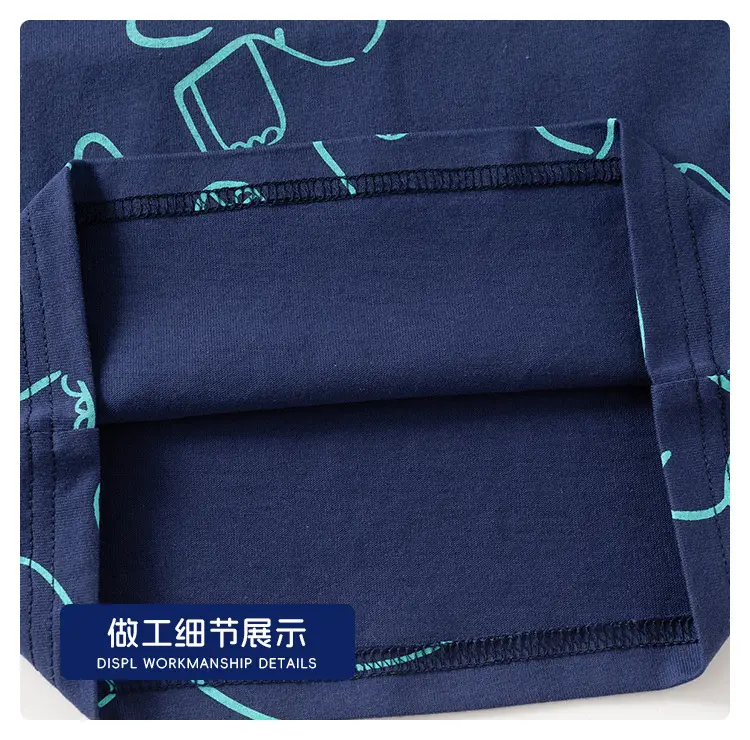 Boys Cotton T-Shirt Navy Blue Full Print Summer — feature 14