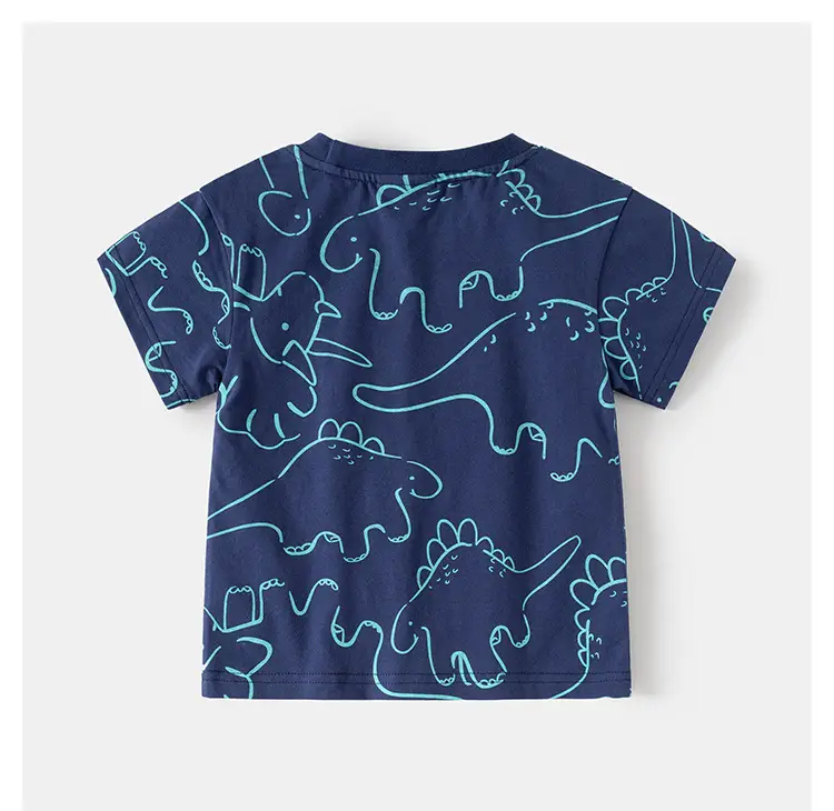 Boys Cotton T-Shirt Navy Blue Full Print Summer — feature 9