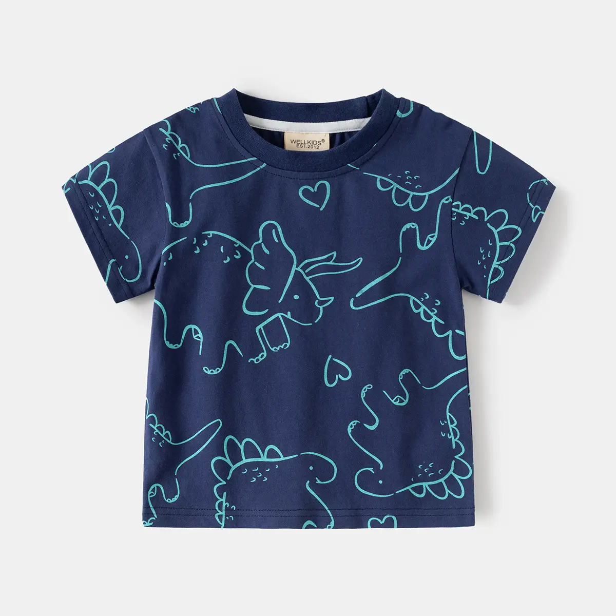 Boys Cotton T-Shirt Navy Blue Full Print Summer - Image 2