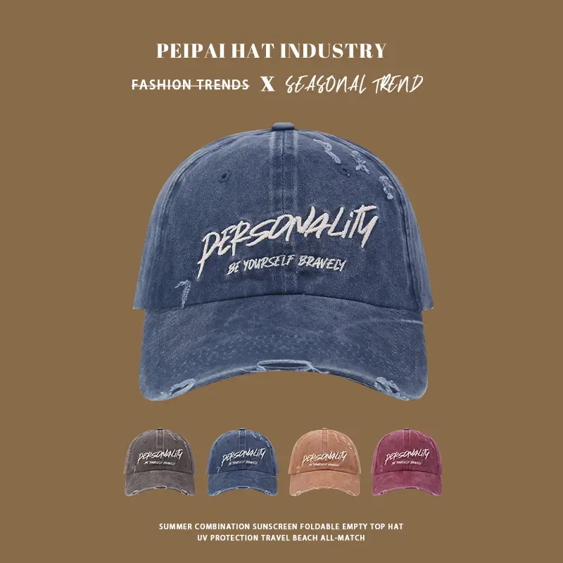 Men's Blue Washed Baseball Cap with "PREMIUMITY" Embroidery - Image 5