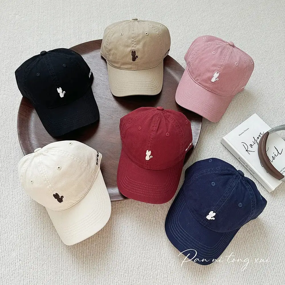 Women 2025 Embroidered Kitten Cap White Spring Summer Korean Style Soft Top - Image 7