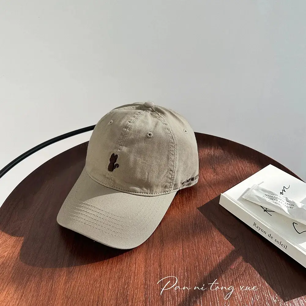 Women 2025 Embroidered Kitten Cap White Spring Summer Korean Style Soft Top - Image 4