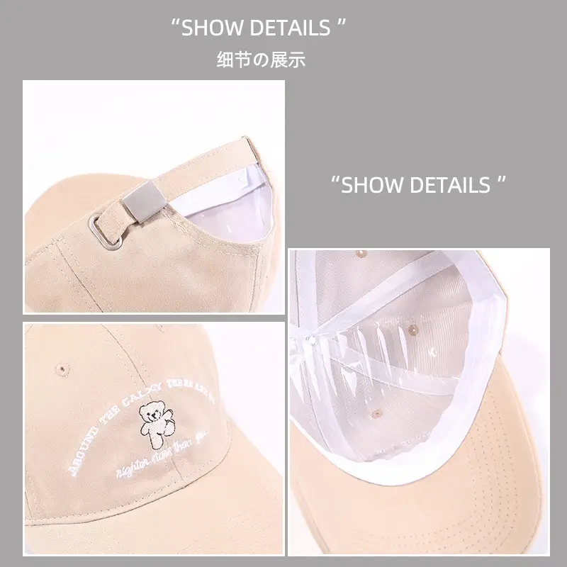 Pink Korean Style Bear Embroidered Baseball Cap - Image 9