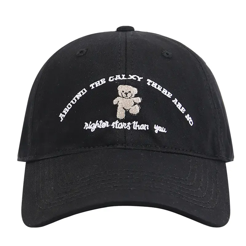 Pink Korean Style Bear Embroidered Baseball Cap - Image 11