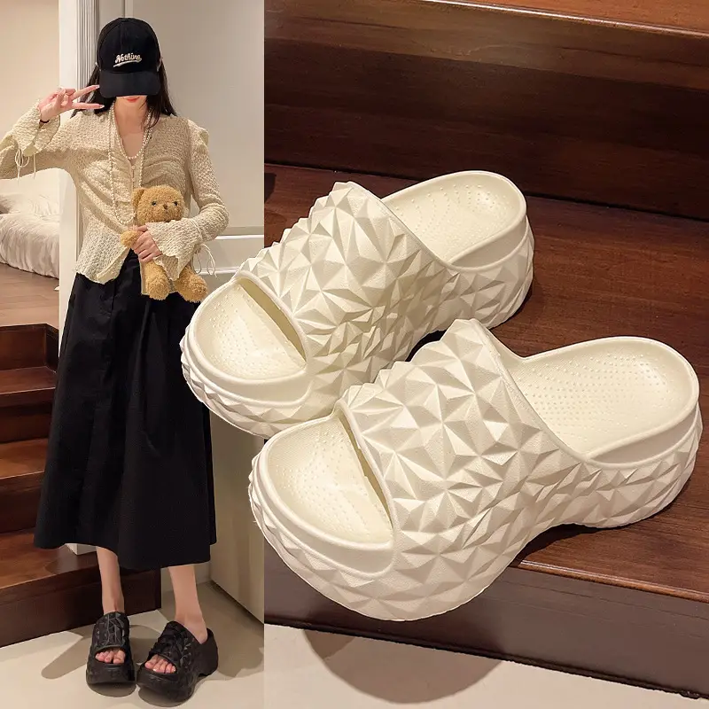 Women's Diamond Solid Color Thick Slippers Summer - Image 2