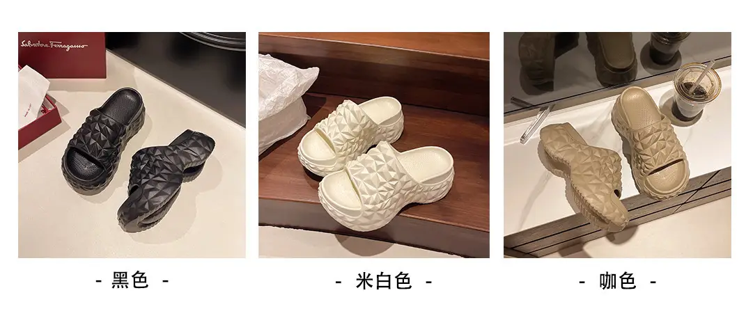 Women's Diamond Solid Color Thick Slippers Summer — feature 6