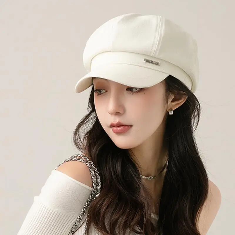 Japanese Style Light Gray Octagonal Cap for Girls