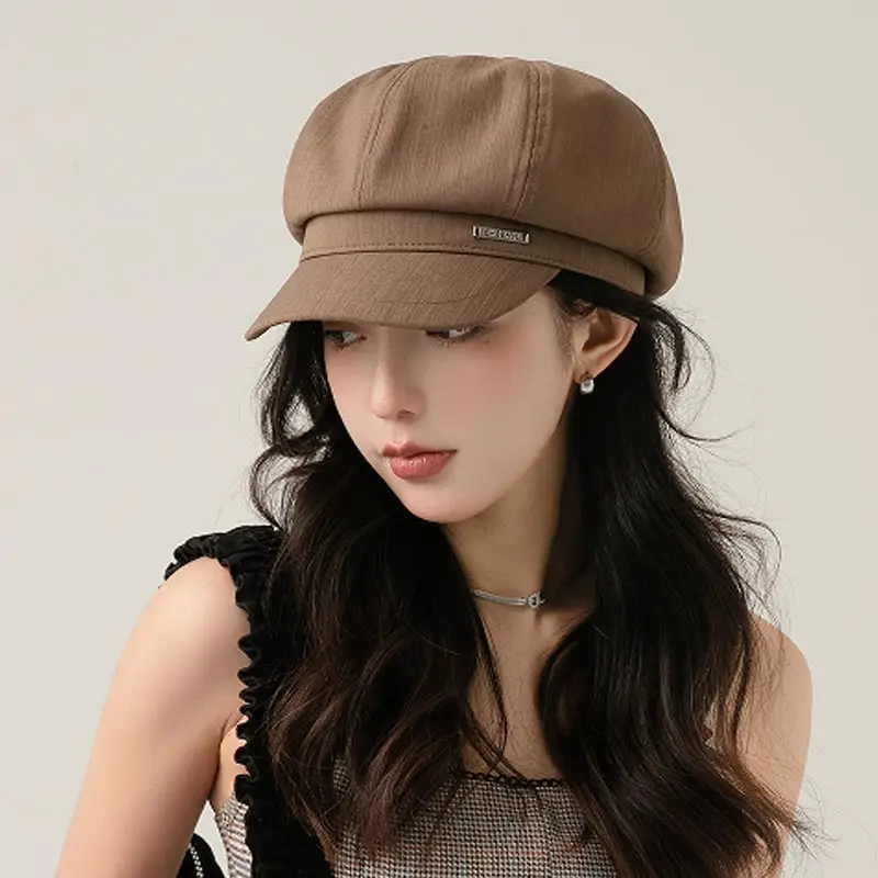Japanese Style Light Gray Octagonal Cap for Girls