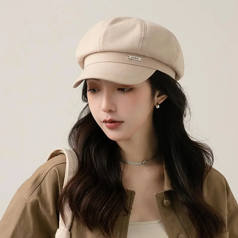 Japanese Style Light Gray Octagonal Cap for Girls