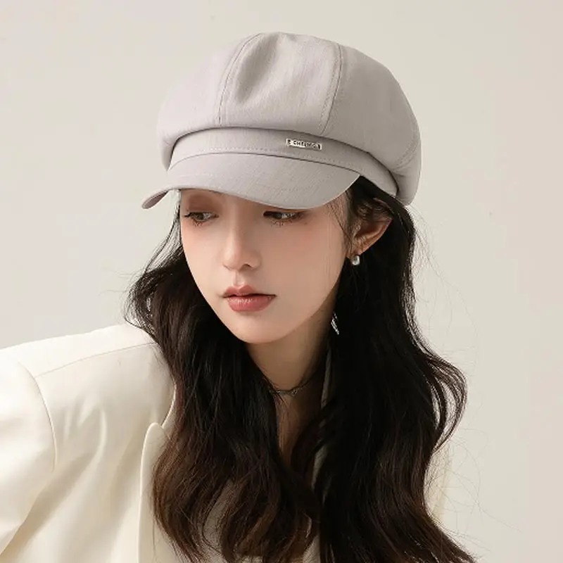 Japanese Style Light Gray Octagonal Cap for Girls