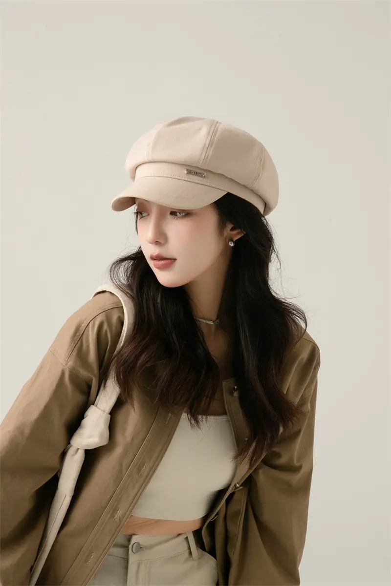Japanese Style Light Gray Octagonal Cap for Girls — feature 11