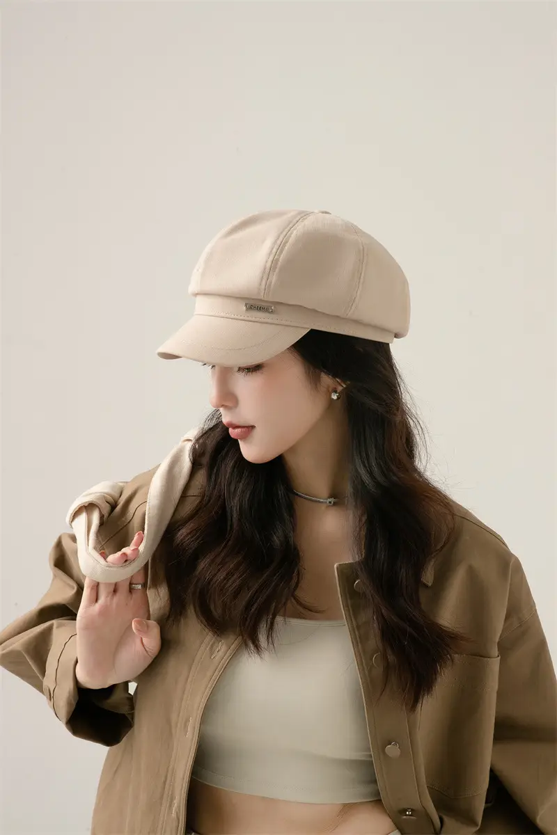 Japanese Style Light Gray Octagonal Cap for Girls — feature 12