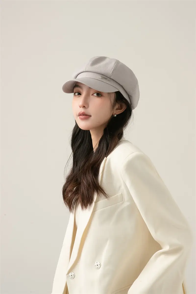 Japanese Style Light Gray Octagonal Cap for Girls — feature 13