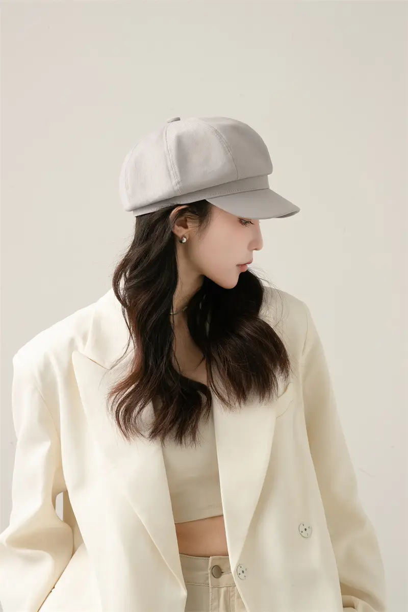 Japanese Style Light Gray Octagonal Cap for Girls — feature 14