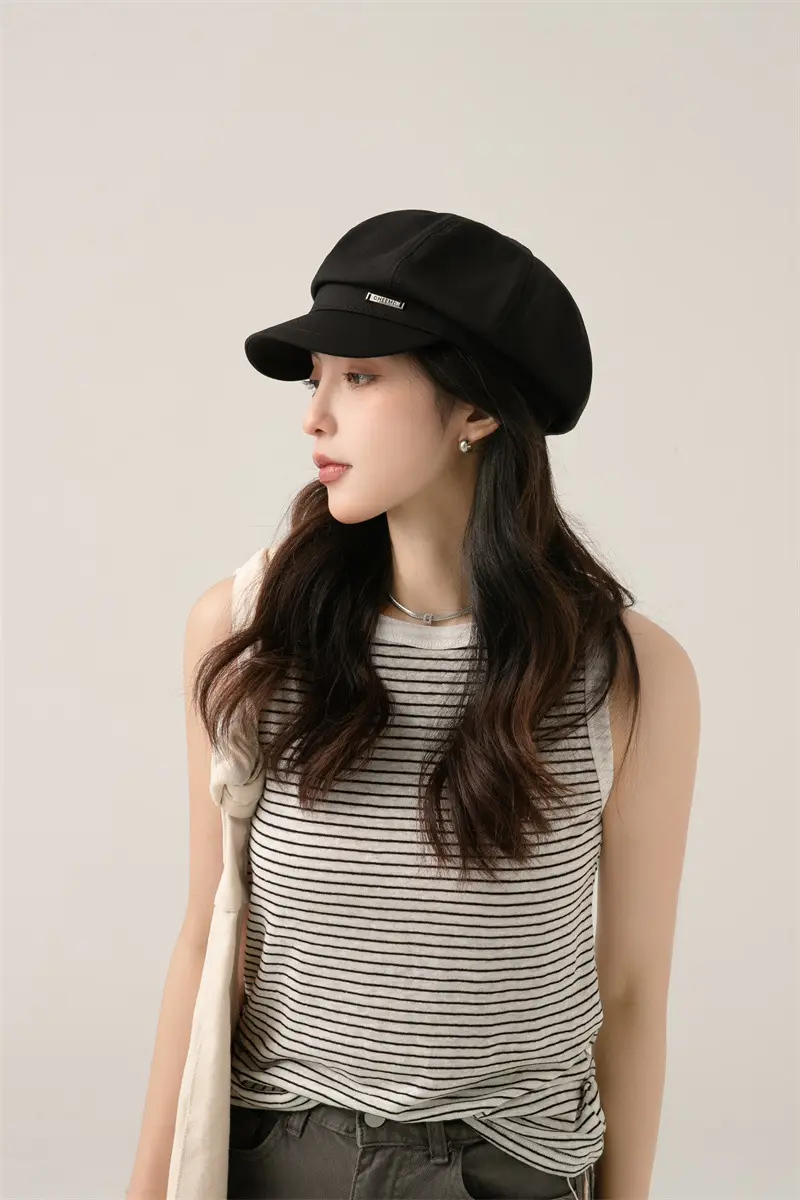 Japanese Style Light Gray Octagonal Cap for Girls — feature 5