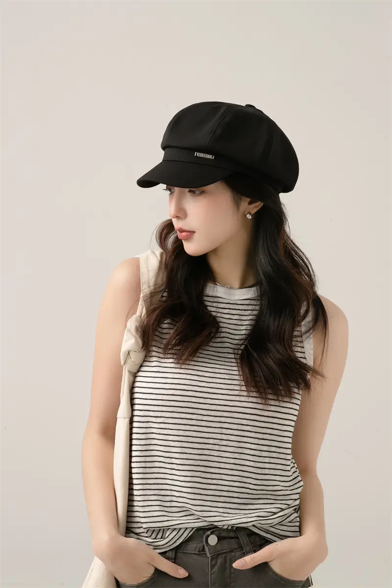 Japanese Style Light Gray Octagonal Cap for Girls — feature 6