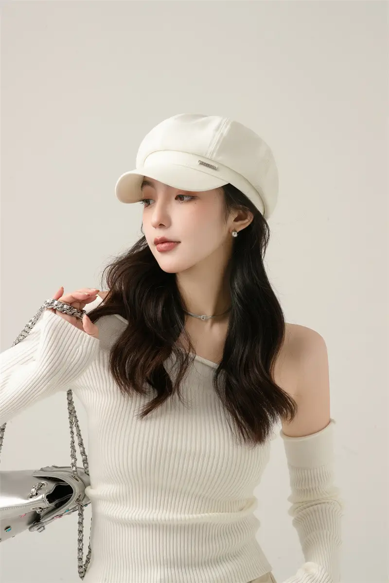 Japanese Style Light Gray Octagonal Cap for Girls — feature 7