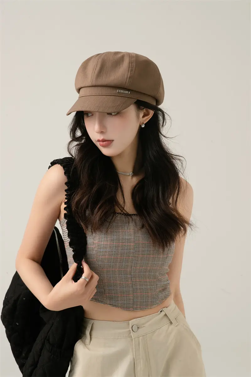 Japanese Style Light Gray Octagonal Cap for Girls — feature 9
