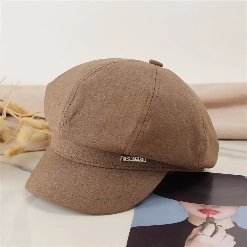 Japanese Style Light Gray Octagonal Cap for Girls