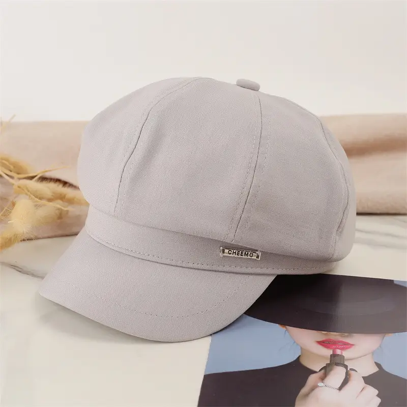 Japanese Style Light Gray Octagonal Cap for Girls