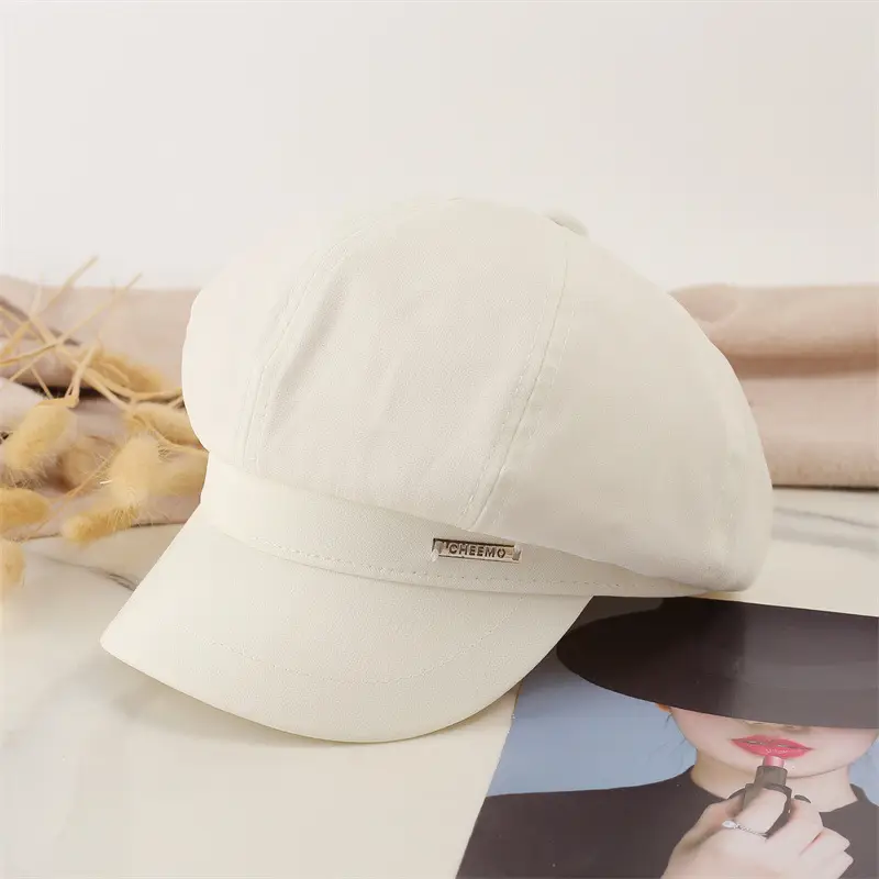 Japanese Style Light Gray Octagonal Cap for Girls