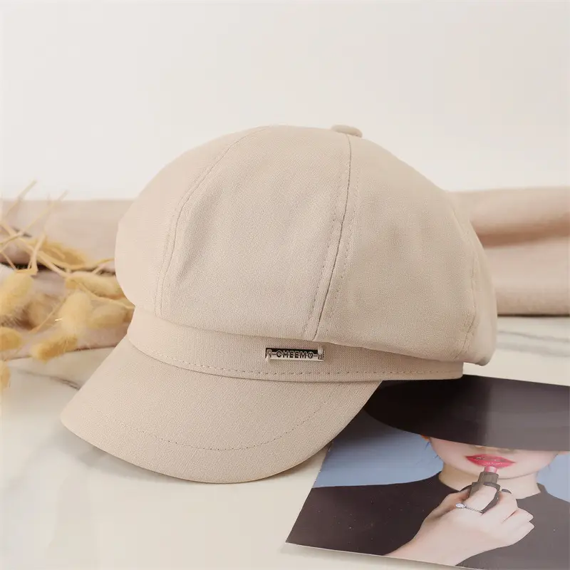 Japanese Style Light Gray Octagonal Cap for Girls